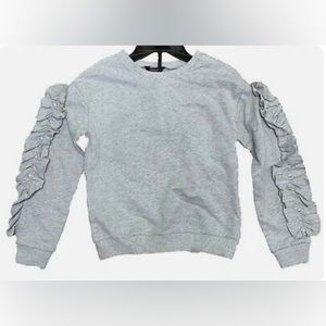 Bebe Girls Ruffle Trim Drop Sleeves Sweatshirt Halter Gray